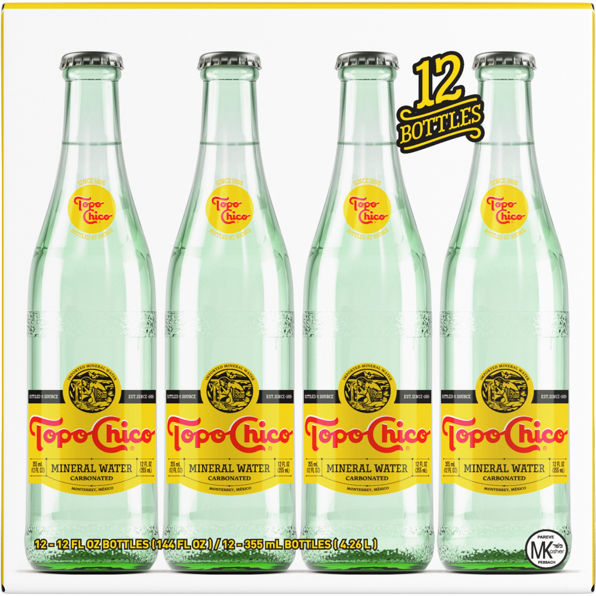 slide 3 of 7, Topo Chico Sparkling Mineral Water Glass Bottles, 12 fl oz, 12 Pack, 12 ct; 12 oz