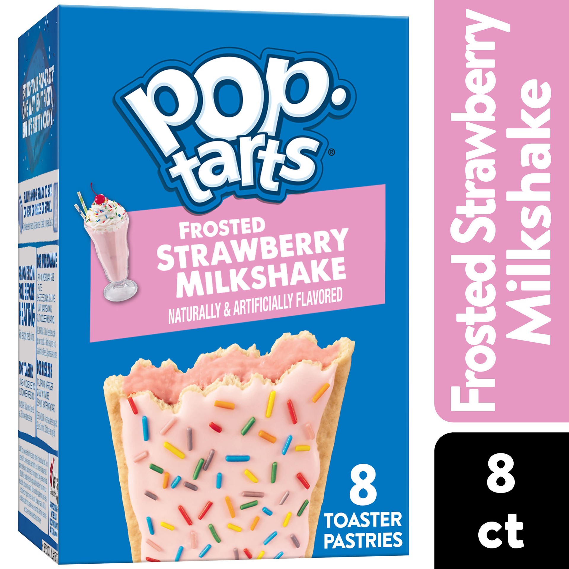 slide 1 of 5, Pop-Tarts Toaster Pastries, Frosted Strawberry Milkshake, 13.5 oz, 8 Count, 8 ct; 13.5 oz