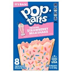 Pop-Tarts Toaster Pastries, Frosted Strawberry Milkshake, 13.5 oz, 8 Count