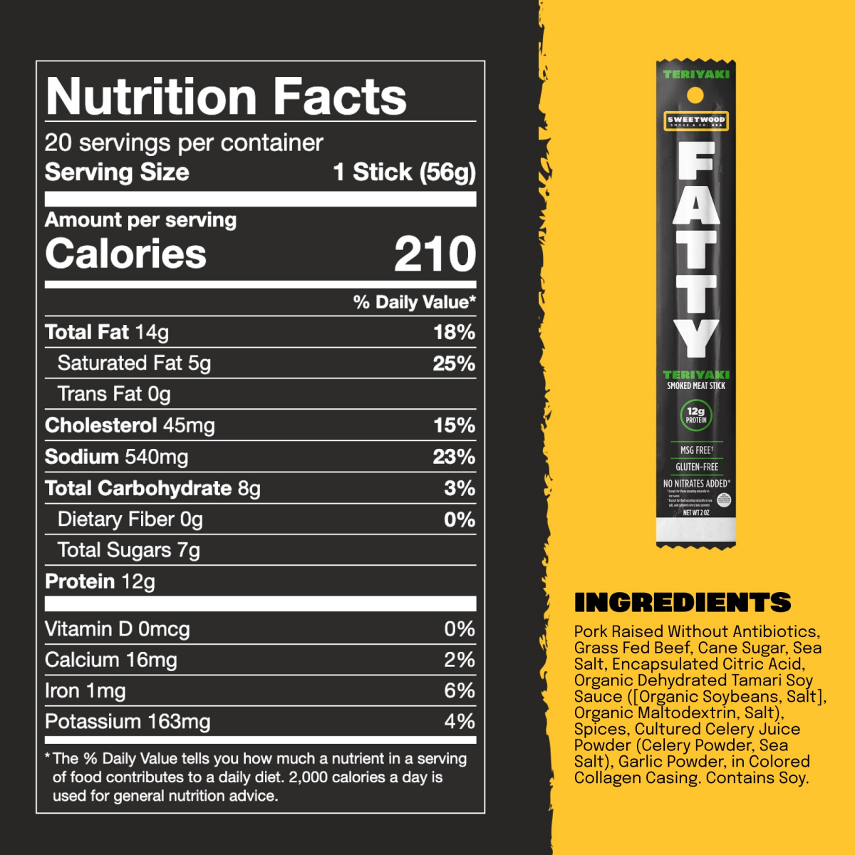 slide 2 of 2, Sweetwood Cattle Company Teriyaki Fatty Meat Stick - 2 oz, 2 oz