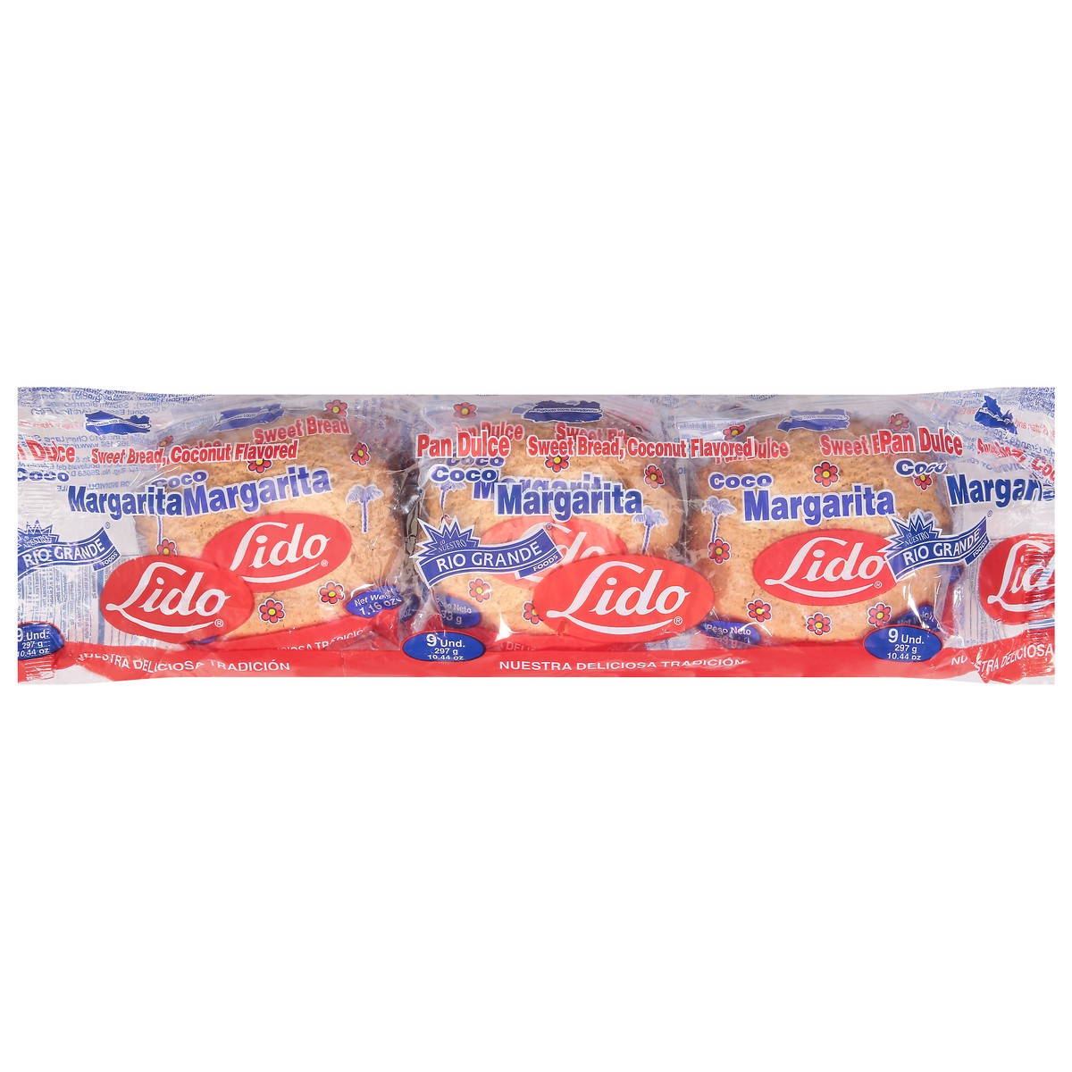 slide 1 of 9, Lido Margarita Coconut Flavored Sweet Bread 9 Packs, 9 ct