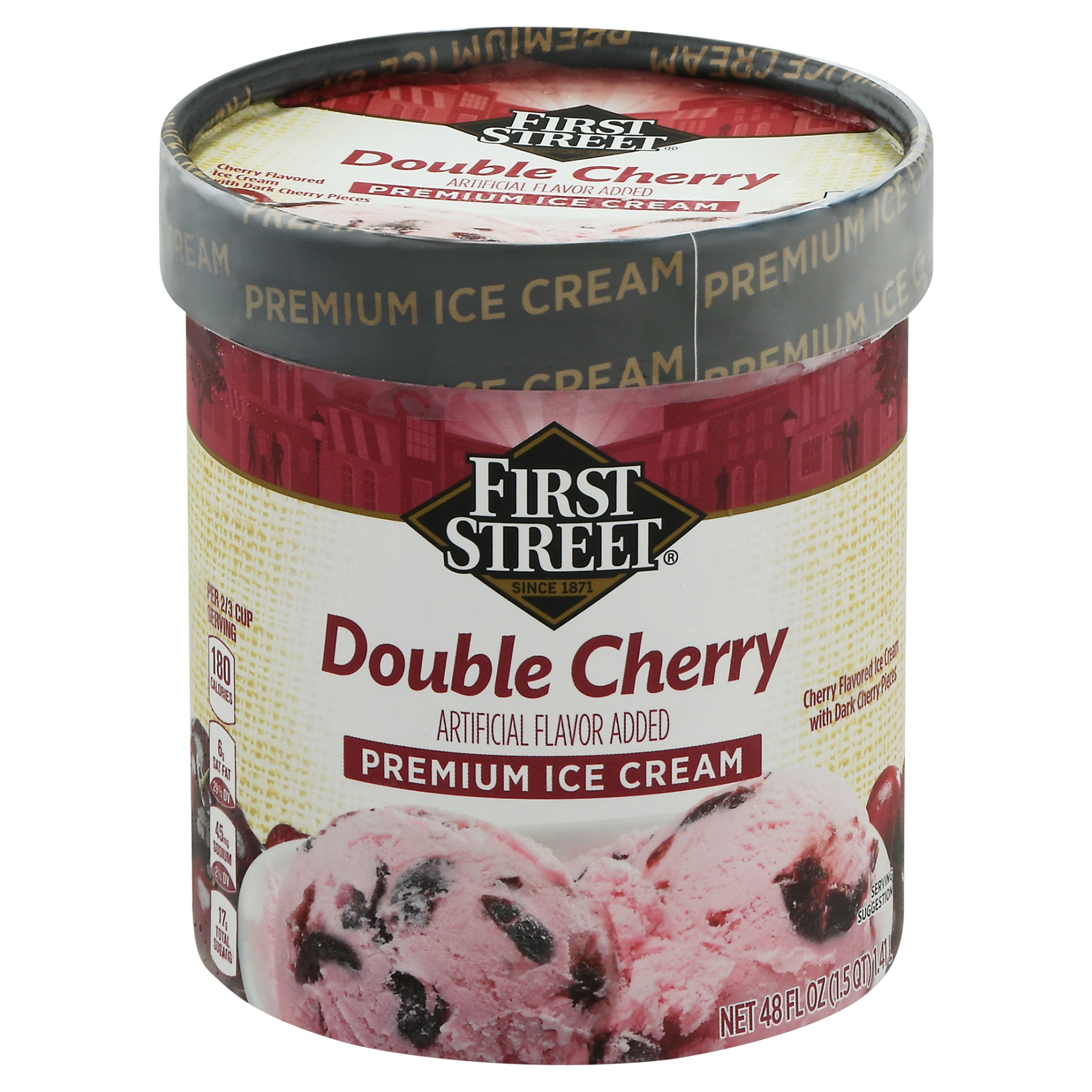 slide 1 of 1, First Street Double Cherry Ice Cream, 48 oz