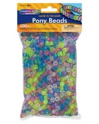 PACON Creativity Street Glow in the Dark Pony Beads 500 Ct