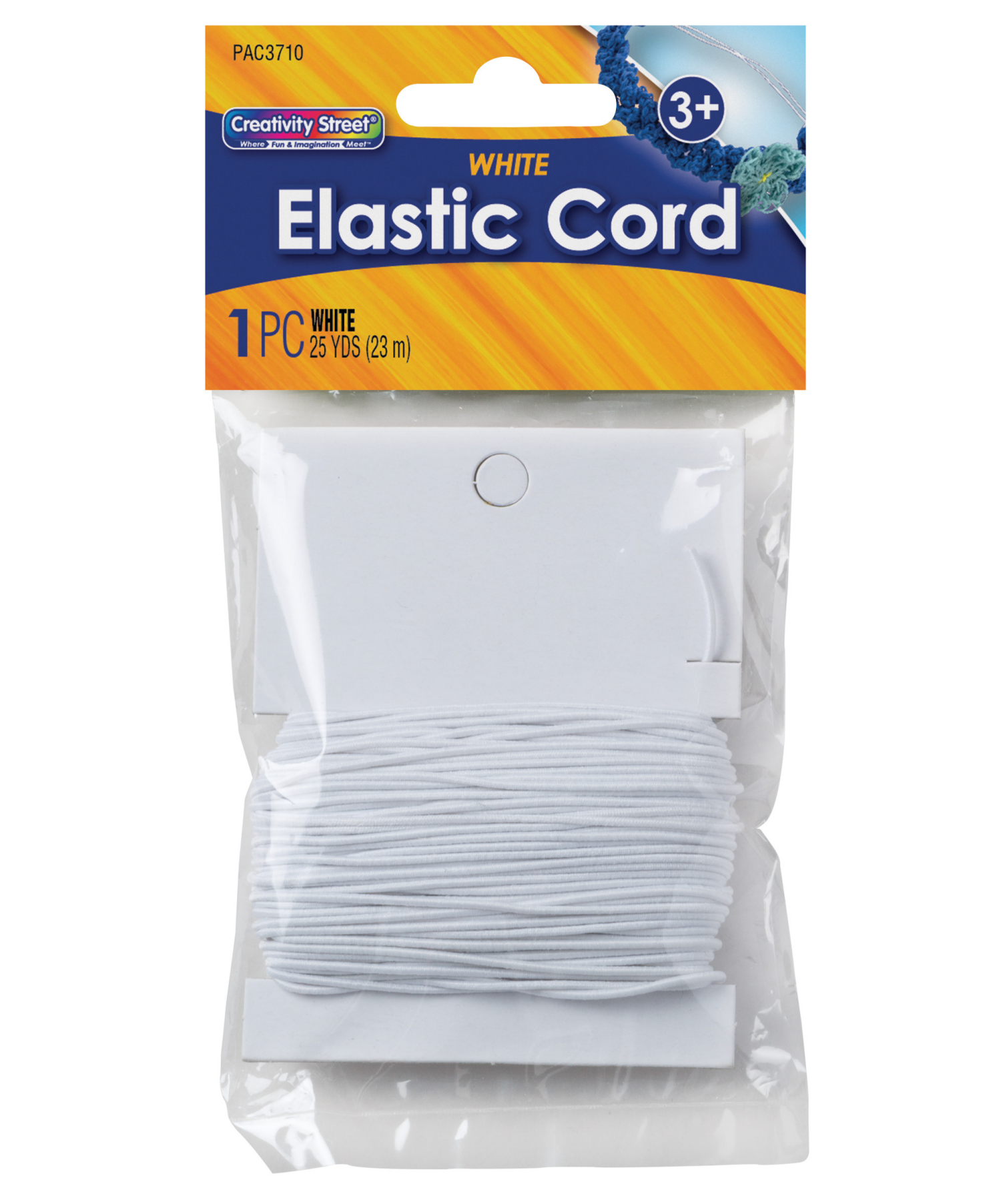 slide 1 of 1, PACON Creativity Street Elastic Cord White 1.2mm x 25 Yards, 1 ct