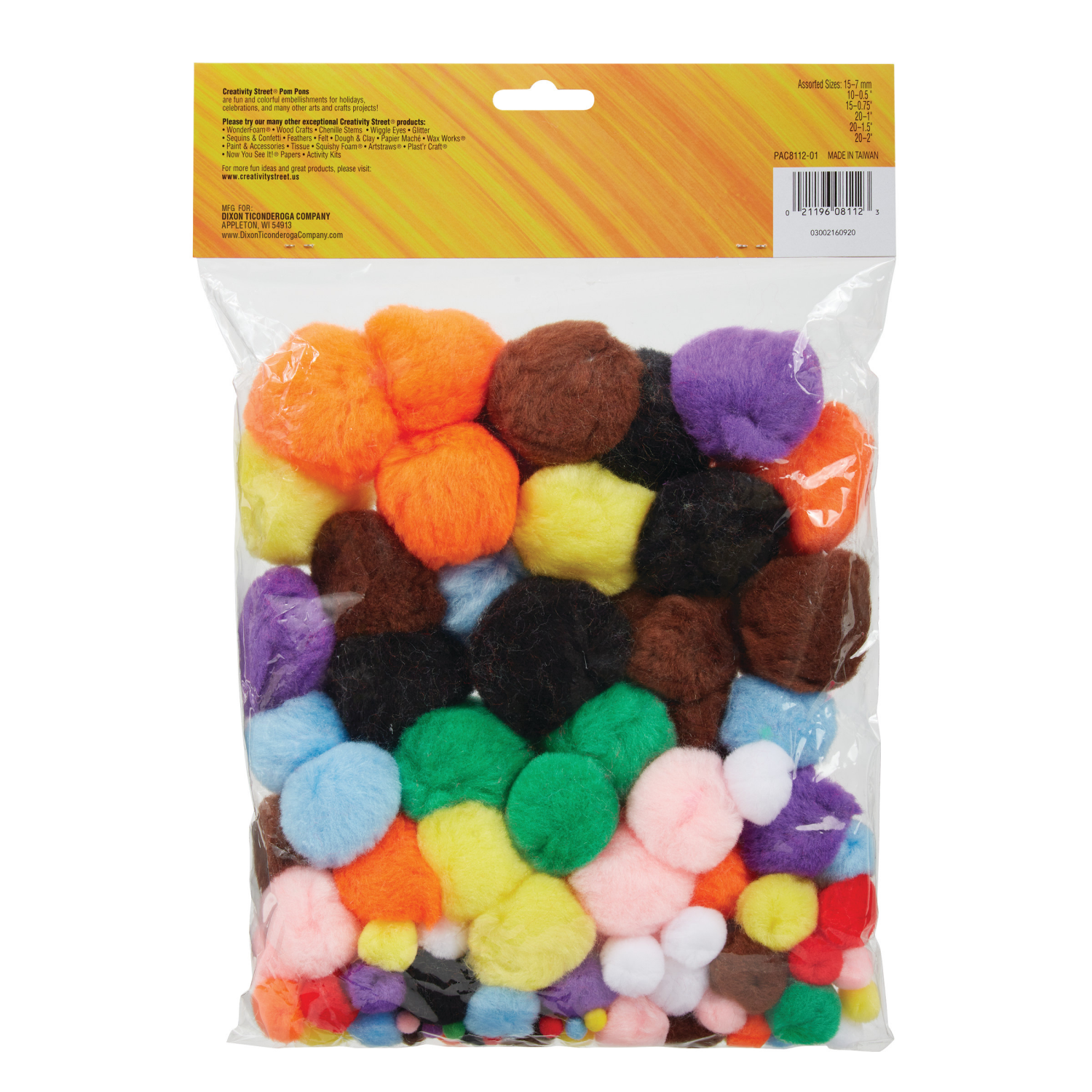 slide 1 of 1, Creativity Street Pom Pons, Bright Hues Assortment, Assorted Sizes, 100 ct