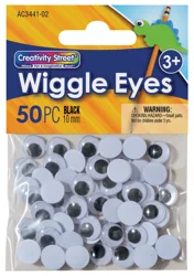 Creativity Street Wiggle Eyes, Black, 10 mm, 50 Pieces