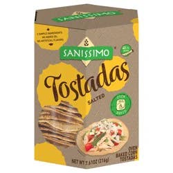 Sanissimo Tostadas Salted, Oven Baked Corn Tostadas, Gluten Free, Non-GMO, 7.61 Ounce Box, Pack of 18 Crackers
