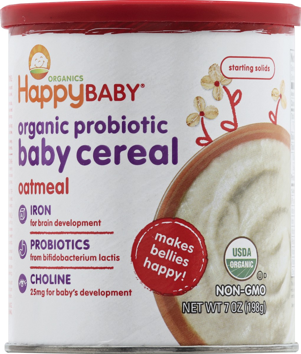 slide 5 of 6, Happy Baby Probiotic Cereal Organic Oatmeal Baby Food, 7 oz