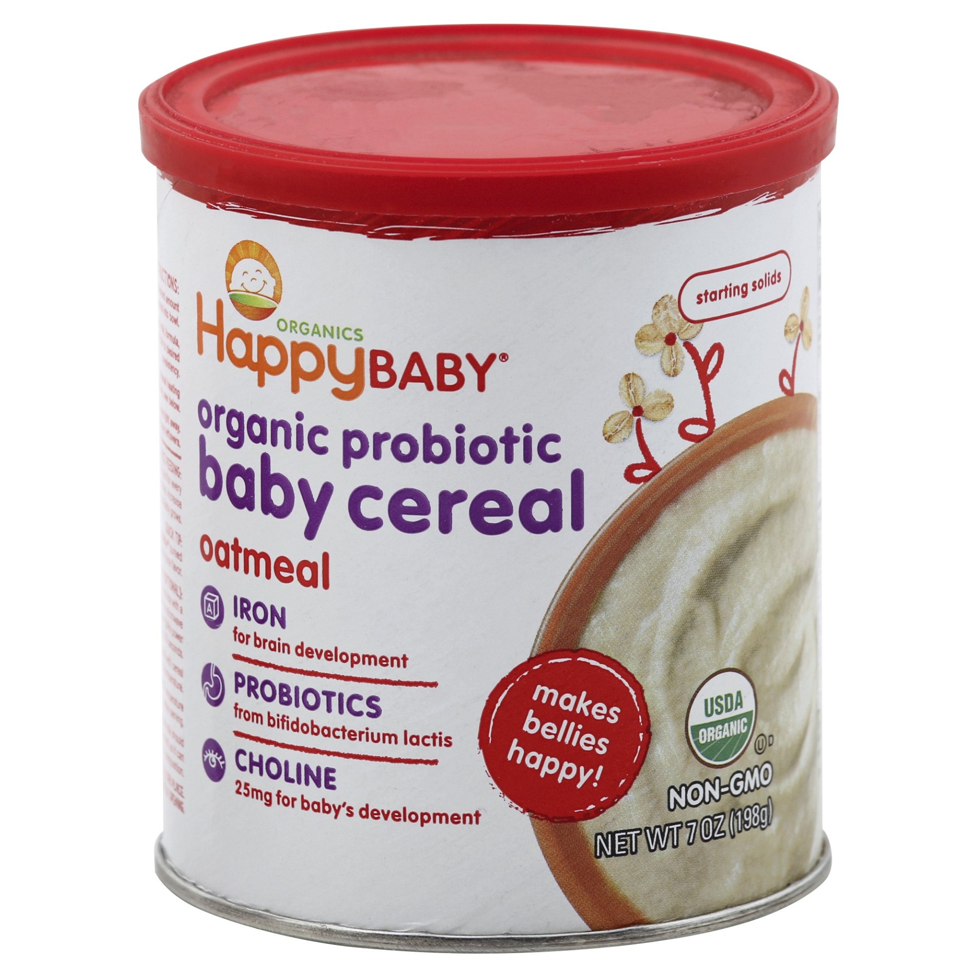 slide 1 of 6, Happy Baby Probiotic Cereal Organic Oatmeal Baby Food, 7 oz