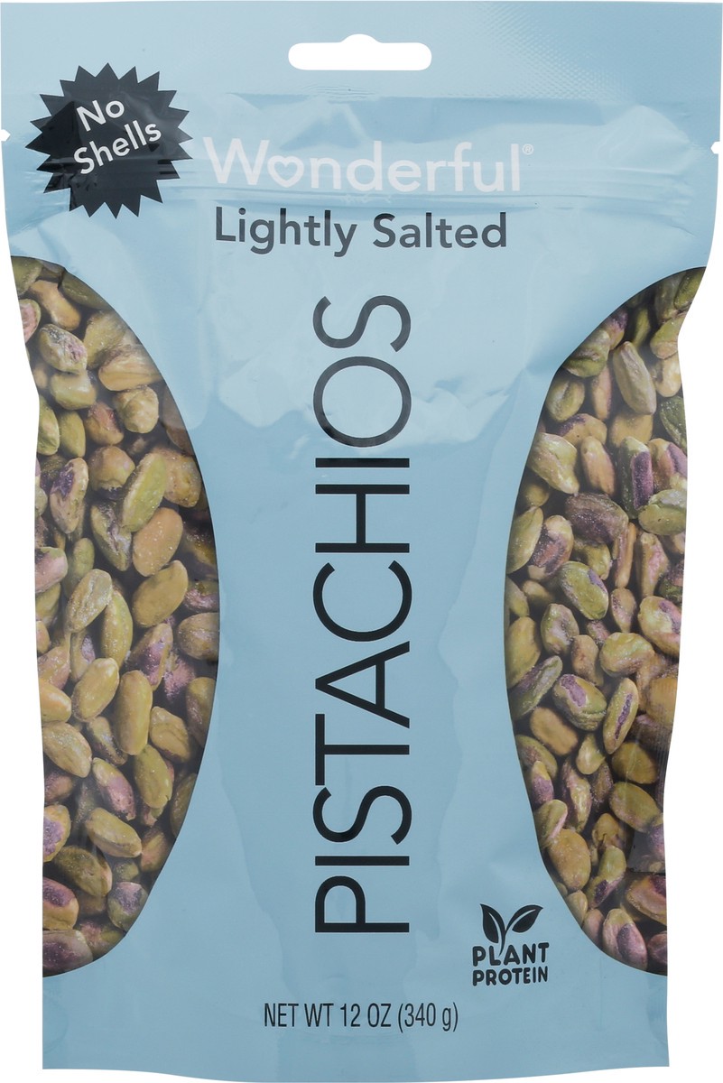 slide 5 of 9, Wonderful Pistachios, No Shells Roasted & Lightly Salted Nuts, 12 Ounce Bag, 12 oz
