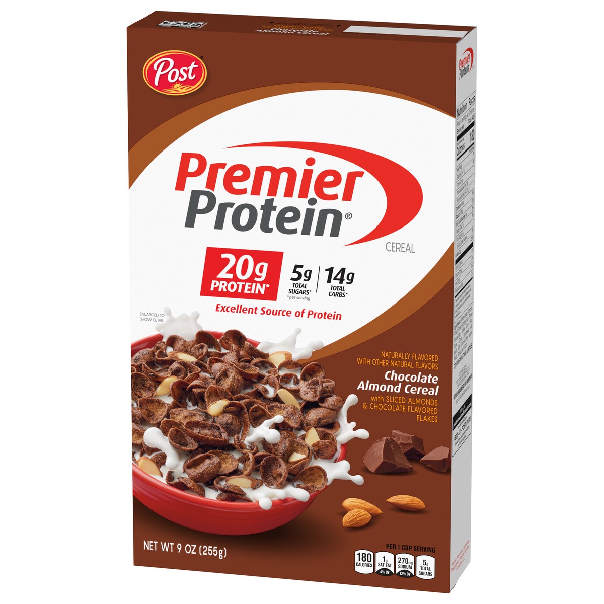 slide 6 of 9, Post Premier Protein Chocolate Almond Cereal, 9 OZ Box, 8.5 oz