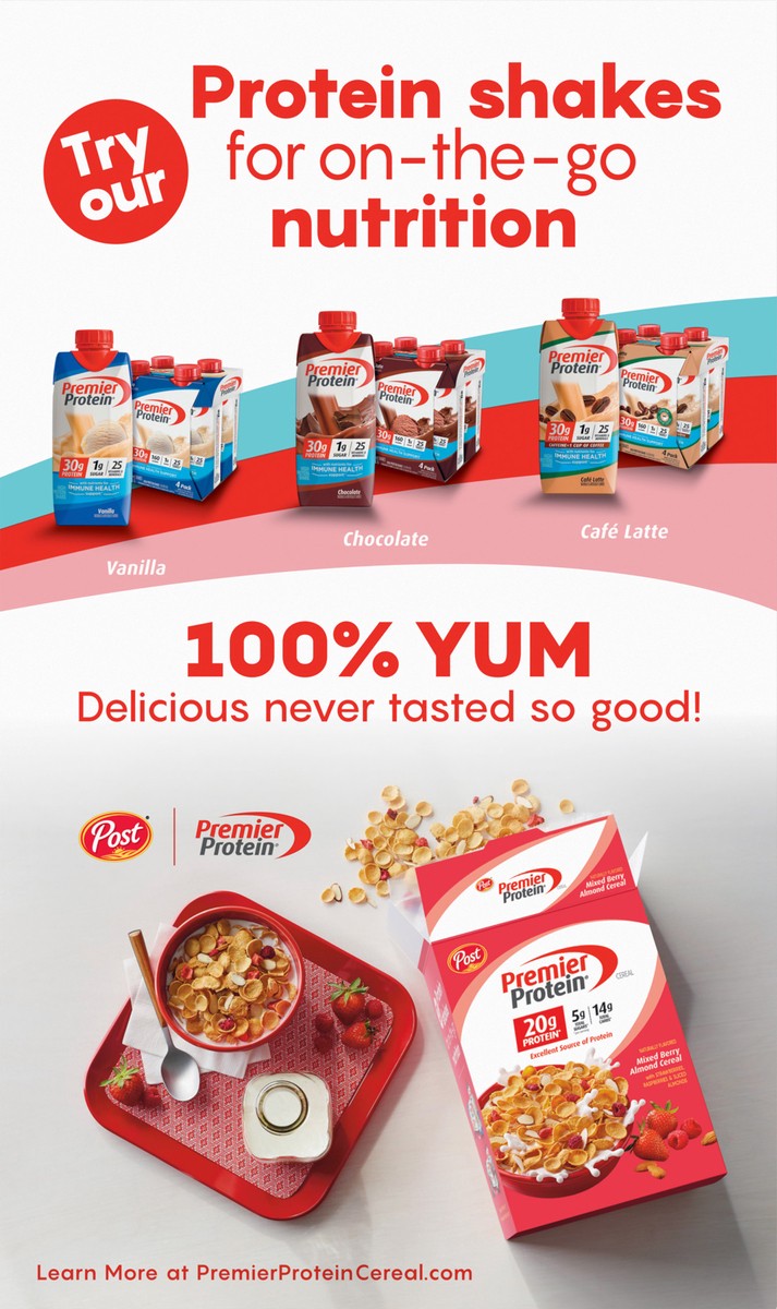 slide 2 of 9, Post Premier Protein Chocolate Almond Cereal, 9 OZ Box, 8.5 oz