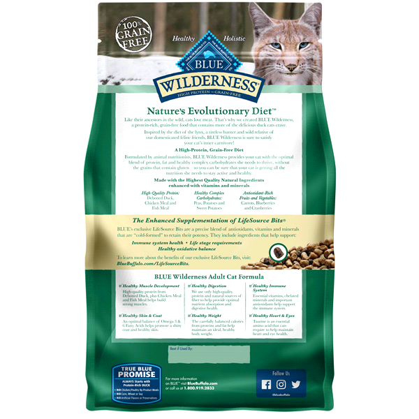 slide 8 of 13, Blue Buffalo Blue Wilderness Natural Adult Nature's Evolutionary Diet with Duck Food for Cats 4 lb, 4 lb