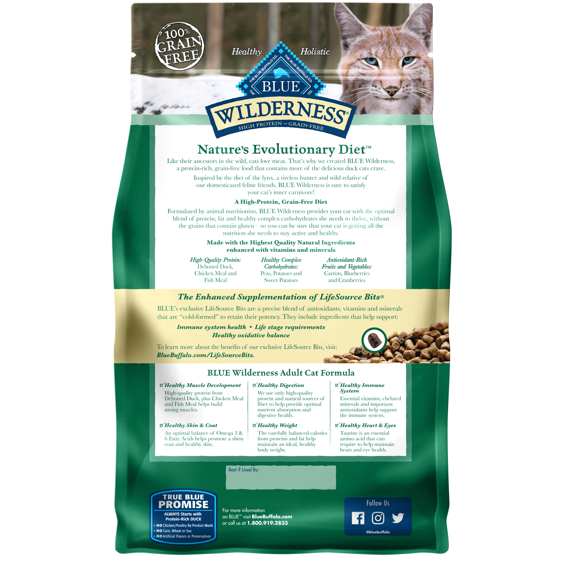 slide 12 of 13, Blue Buffalo Blue Wilderness Natural Adult Nature's Evolutionary Diet with Duck Food for Cats 4 lb, 4 lb