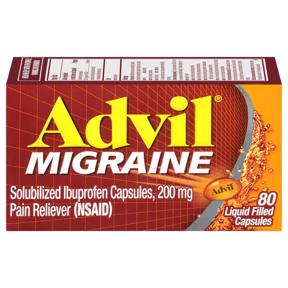 slide 1 of 9, Advil Migraine Pain Reliever Liquid Filled Capsules 200mg Ibuprofen, 80 ct