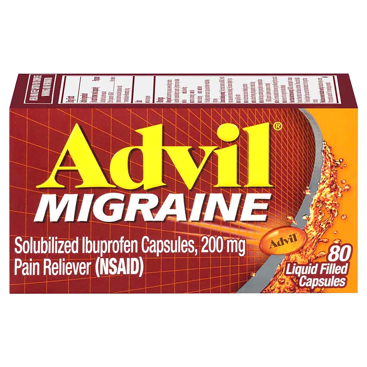 slide 1 of 1, Advil Migraine Pain Reliever Liquid Filled Capsules 200mg Ibuprofen, 80 ct