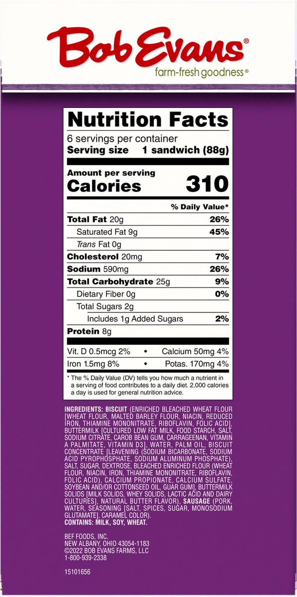 slide 13 of 13, Bob Evans Farm-Fresh Goodness Sausage Biscuits 18.6 oz, 6 ct; 18.6 oz