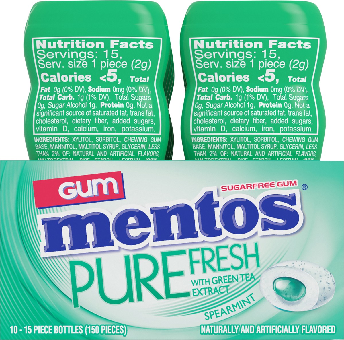 slide 9 of 12, Mentos Spearmint Gum, 10 ct