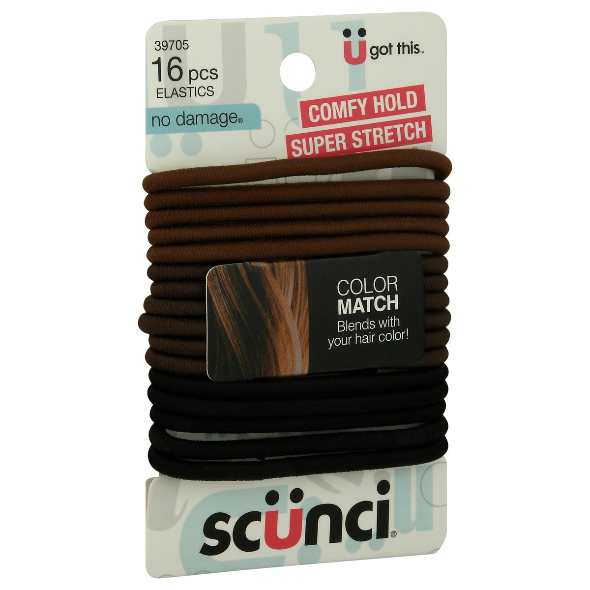 slide 2 of 9, scünci No Damage Color Match Comfy Hold Elastics 16 ea, 16 ct