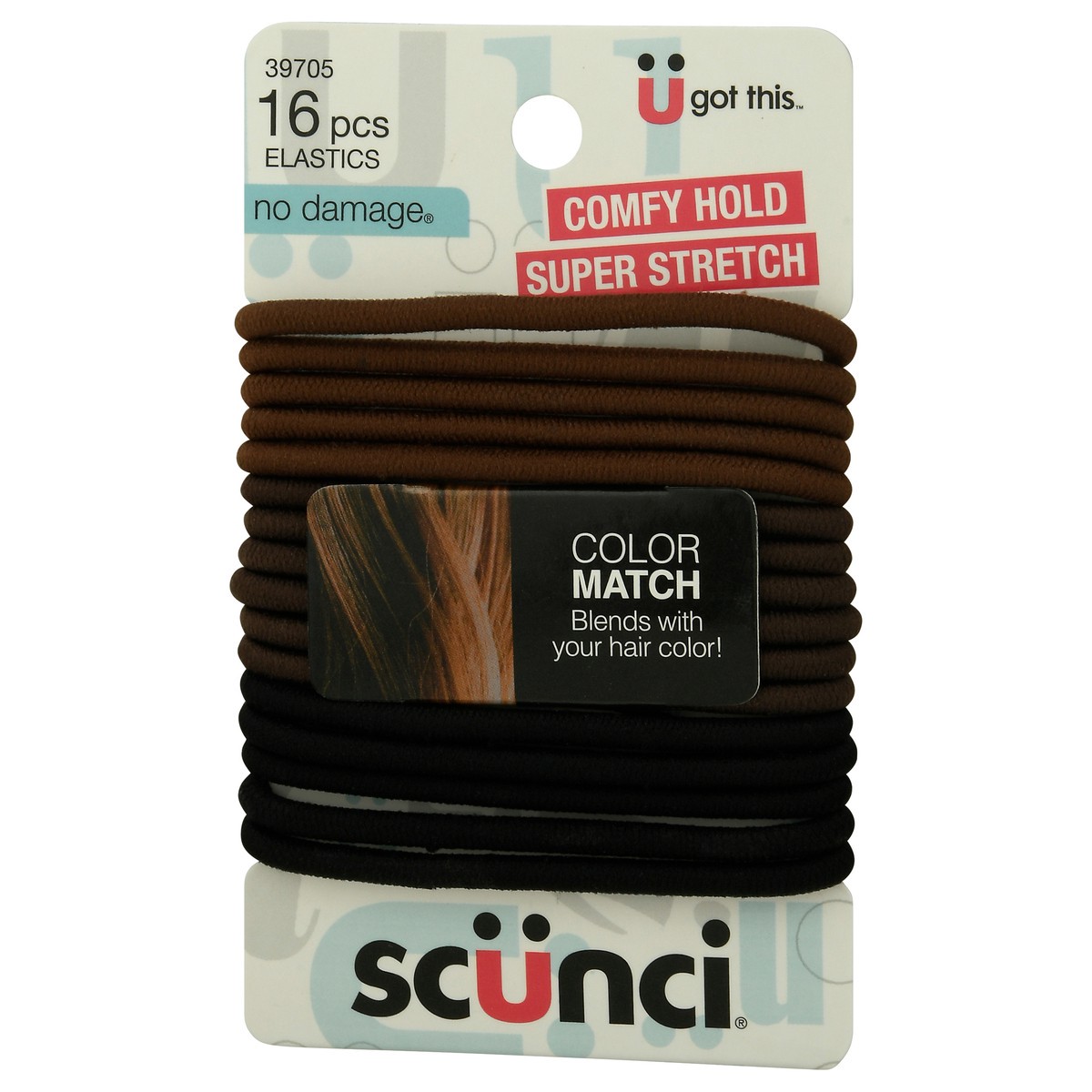 slide 7 of 9, scünci No Damage Color Match Comfy Hold Elastics 16 ea, 16 ct