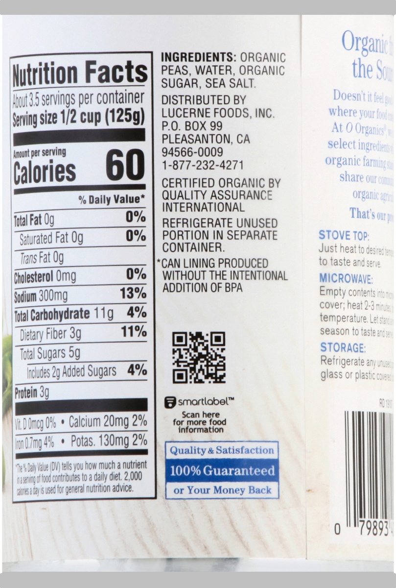 slide 2 of 7, O Organics Organic Peas Sweet, 15 oz