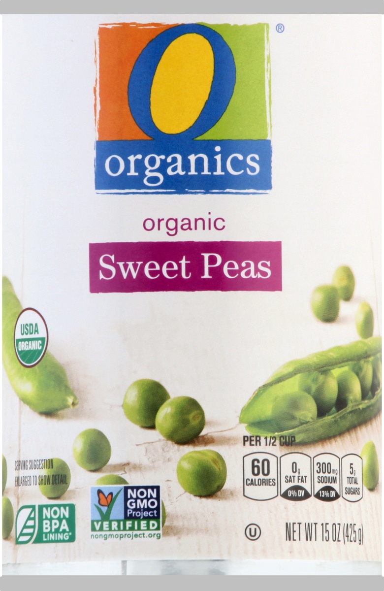 slide 4 of 7, O Organics Organic Peas Sweet, 15 oz
