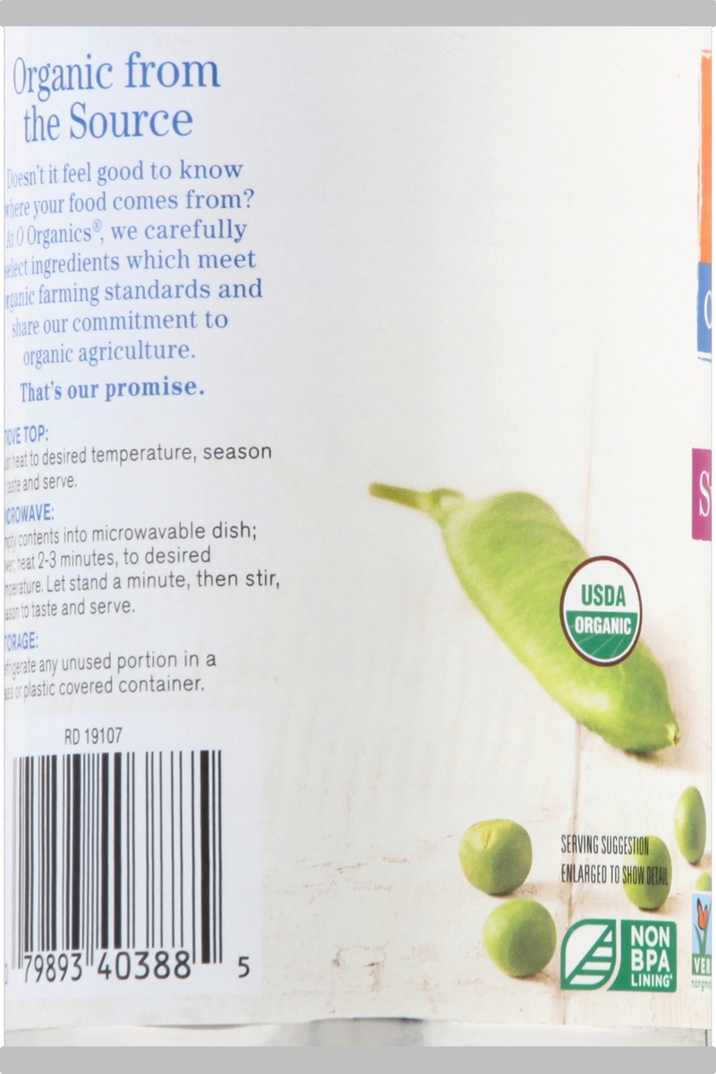 slide 5 of 7, O Organics Organic Peas Sweet, 15 oz