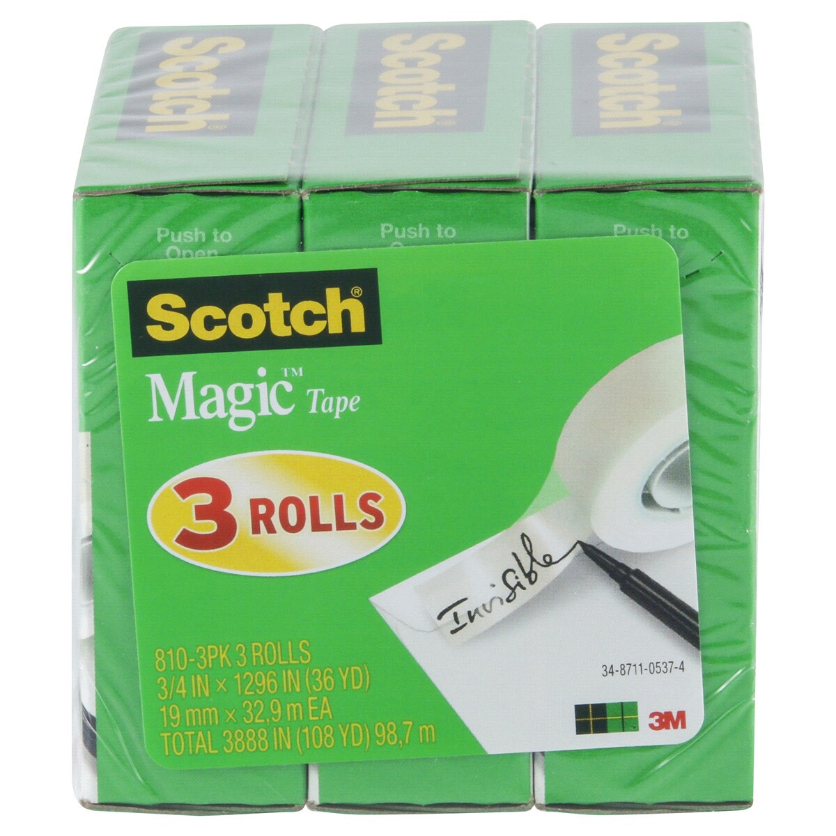 slide 4 of 5, Scotch Magic Tape Refill 3 Pack - Clear, 0.75 in x 36 yd