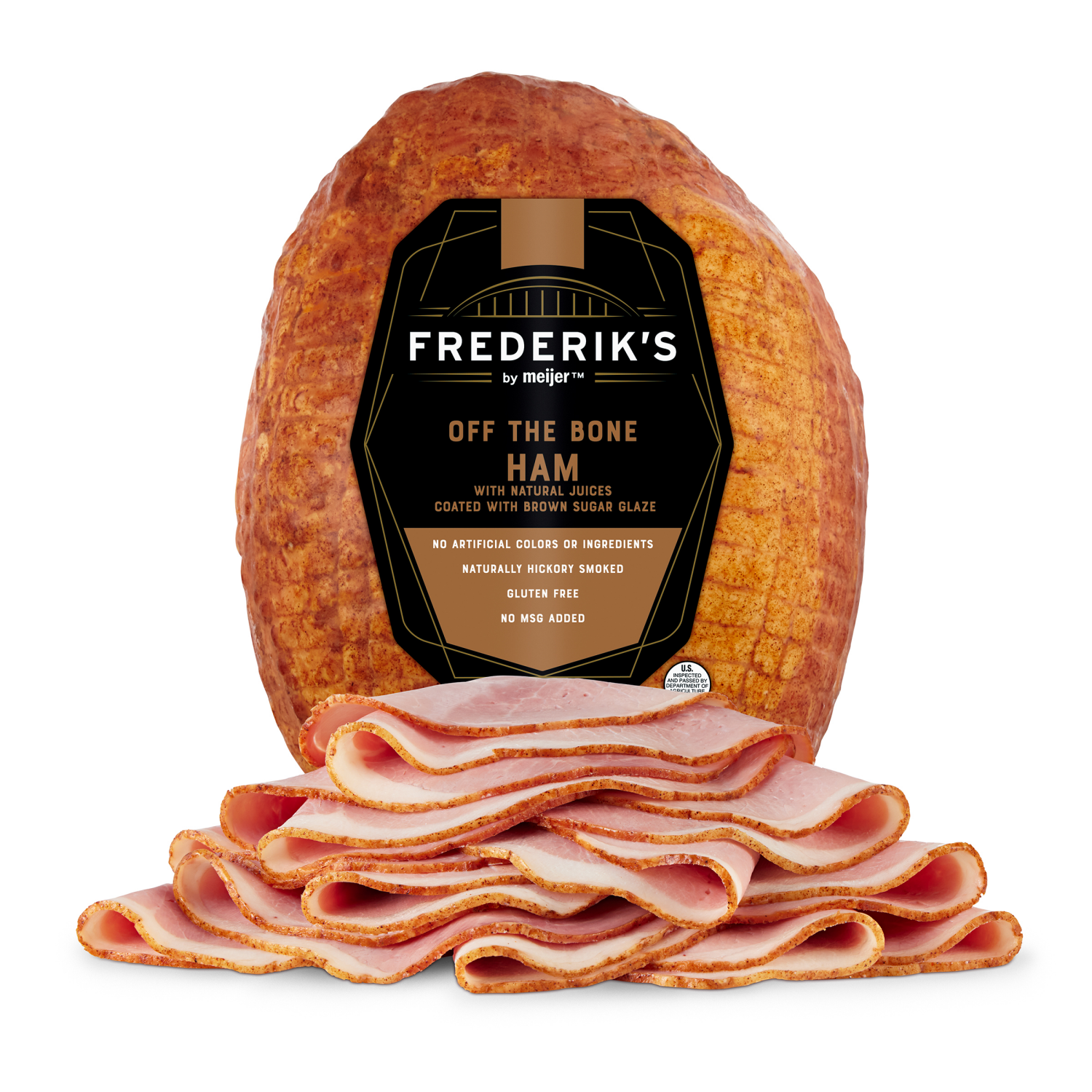 slide 1 of 3, Frederik's By Meijer FREDERIKS BY MEIJER Frederik's by Meijer Off the Bone Ham with Brown Sugar Glaze, per lb