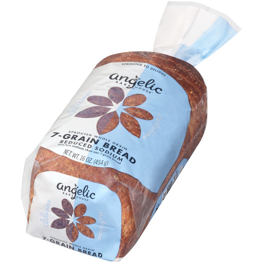 slide 3 of 8, Angelic Bakehouse Bread Sprouted 7 Whole Grains Reduced Sodium, 16 oz