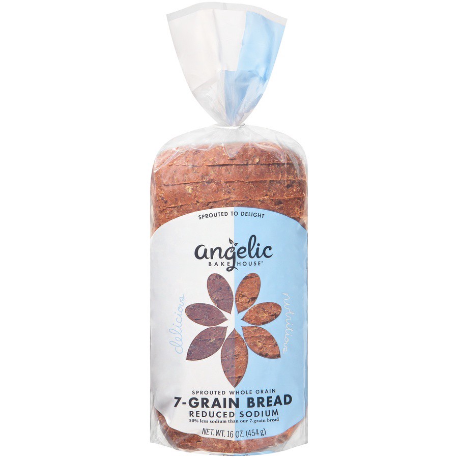 slide 1 of 8, Angelic Bakehouse Bread Sprouted 7 Whole Grains Reduced Sodium, 16 oz