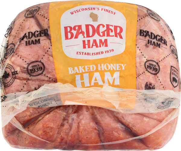 slide 12 of 13, Badger Gourmet Ham, Honey Baked Ham, Deli Dept. Sliced, per lb