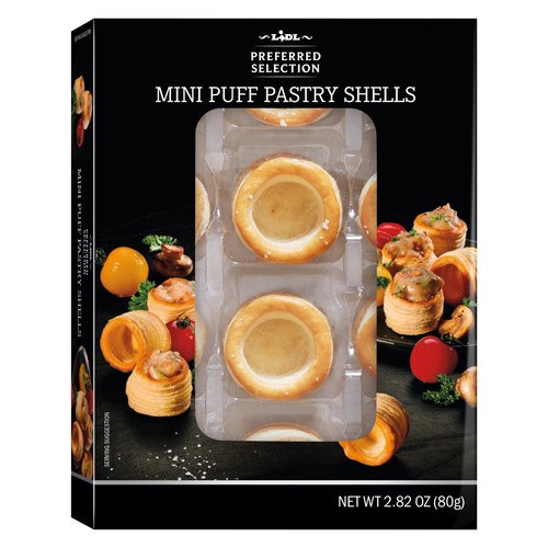 slide 1 of 1, Lidl Preferred Selection mini puff pastry shells, 2.82 oz