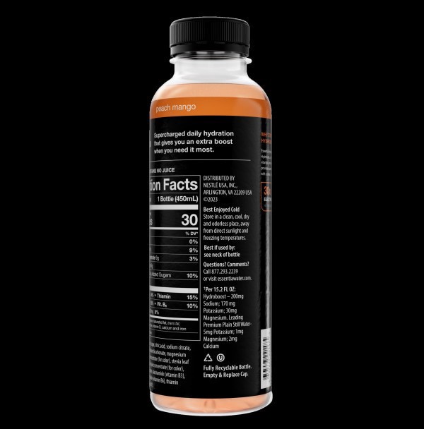 slide 4 of 9, ESSENTIA Hydroboost Enhanced Water Beverage Peach Mango 15.2 oz. Sgl PET, 15.2 fl oz