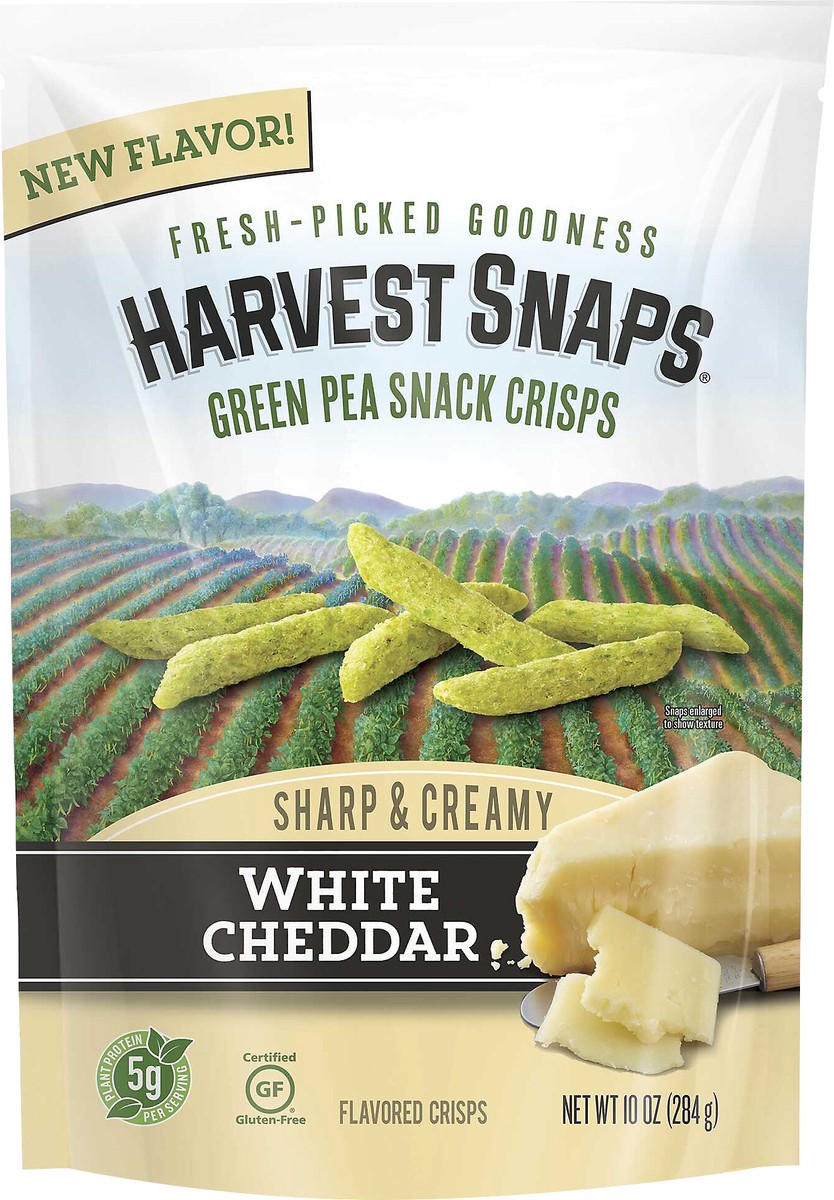 slide 2 of 8, Harvest Snaps Green Pea Snack Crisps White Cheddar, 10 oz