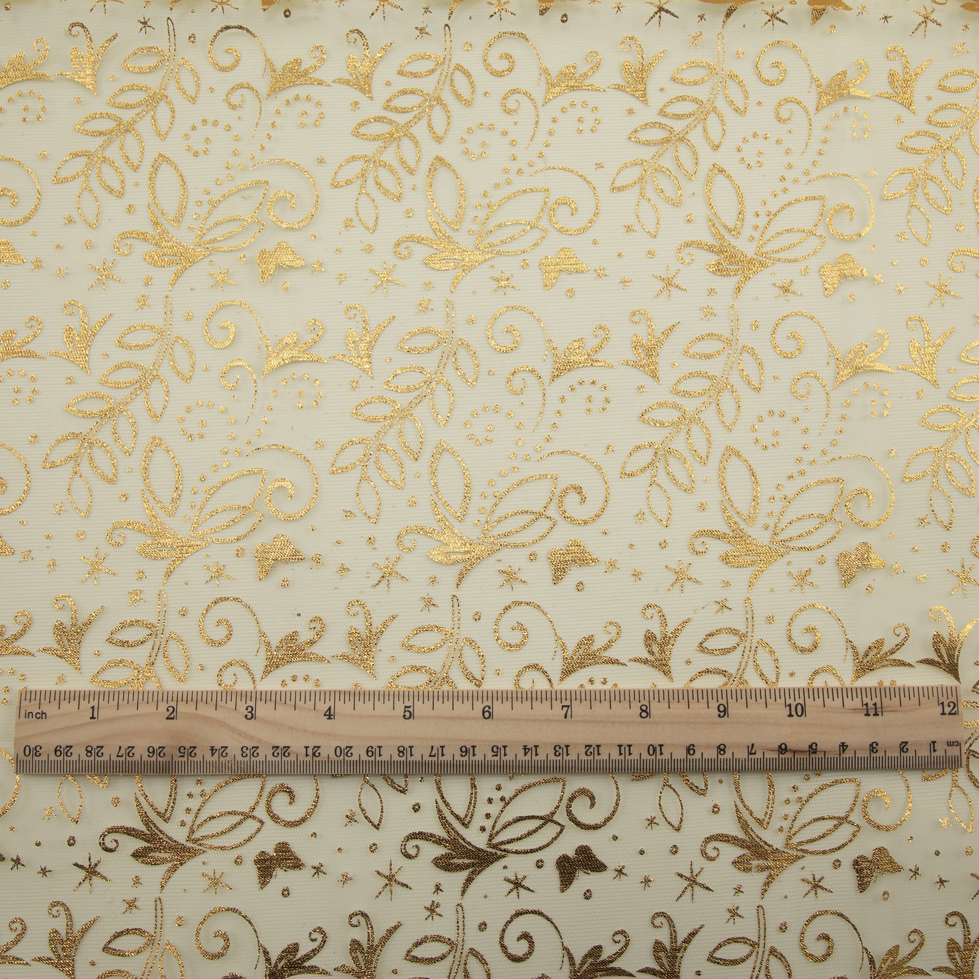 slide 2 of 4, Wyla Yellow Butterfly Mesh Polyester Fabric, 60 in