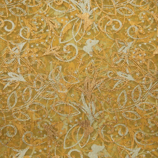 slide 1 of 4, Wyla Yellow Butterfly Mesh Polyester Fabric, 60 in