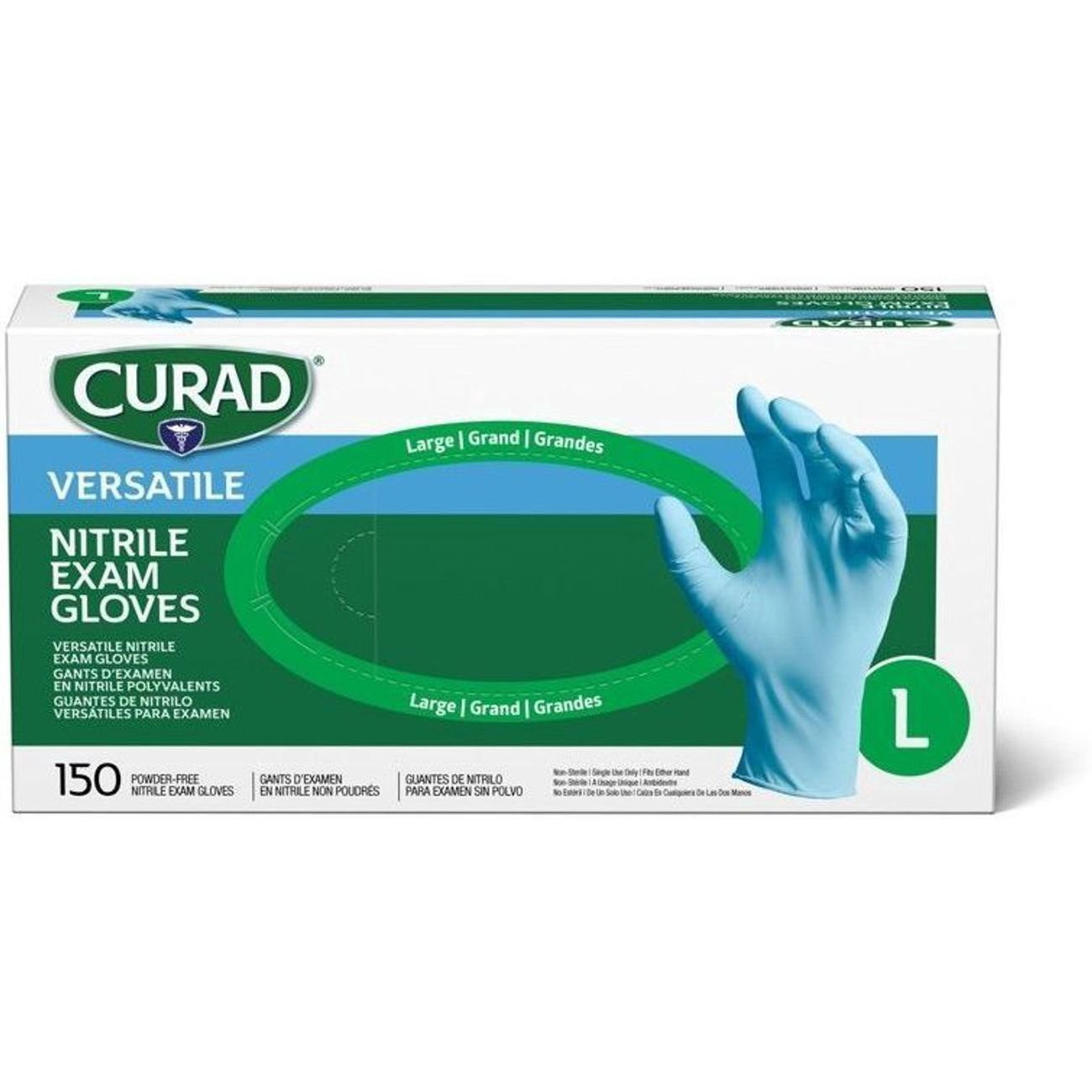 slide 1 of 1, Curad Versatile Nitrile Exam Gloves - Large, 150 ct