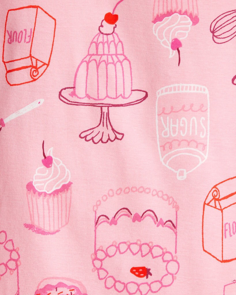 slide 3 of 4, Carter's Girls Desserts 100% Cotton Snug Fit 4-Piece Pajamas - Pink/White Fuchsia/Pink/White 8, 4 pc