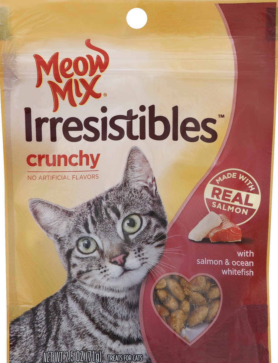 slide 5 of 6, Meow Mix Irresistibles Salmon & Ocean Whitefish Crunchy Cat Treats, 2.5 oz