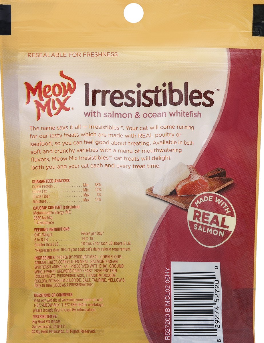 slide 6 of 6, Meow Mix Irresistibles Salmon & Ocean Whitefish Crunchy Cat Treats, 2.5 oz