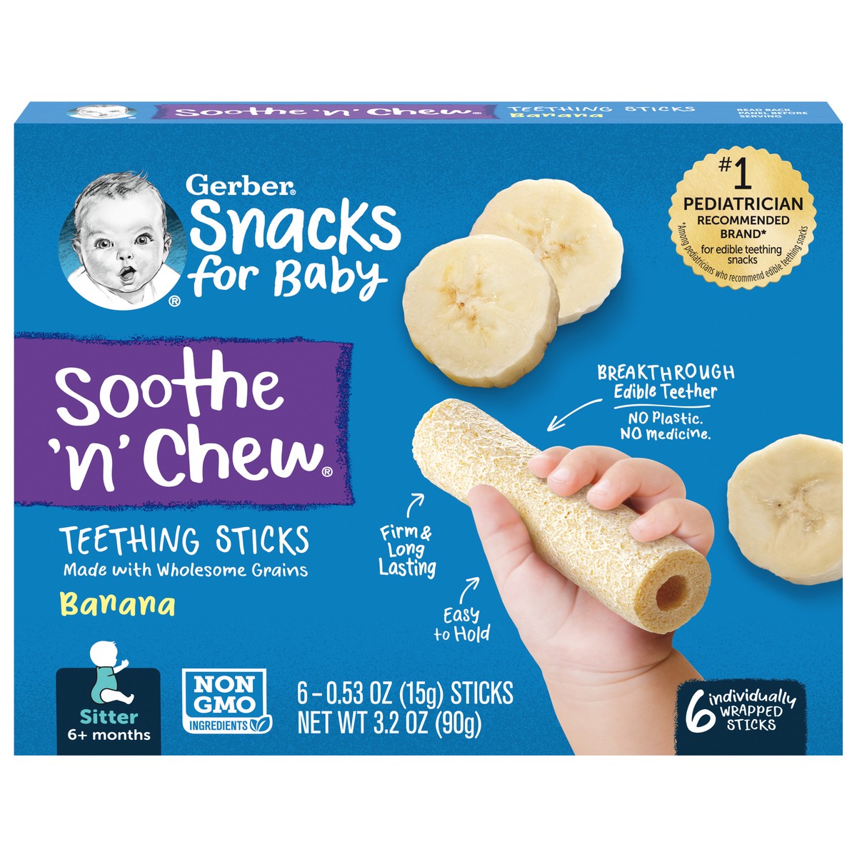 slide 6 of 14, Gerber Banana Teething Sticks, 3.18 oz