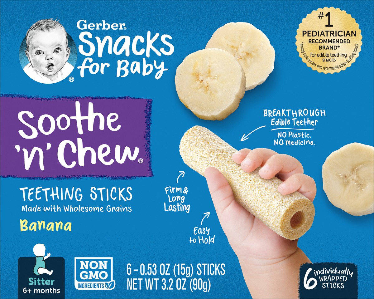 slide 14 of 14, Gerber Banana Teething Sticks, 3.18 oz