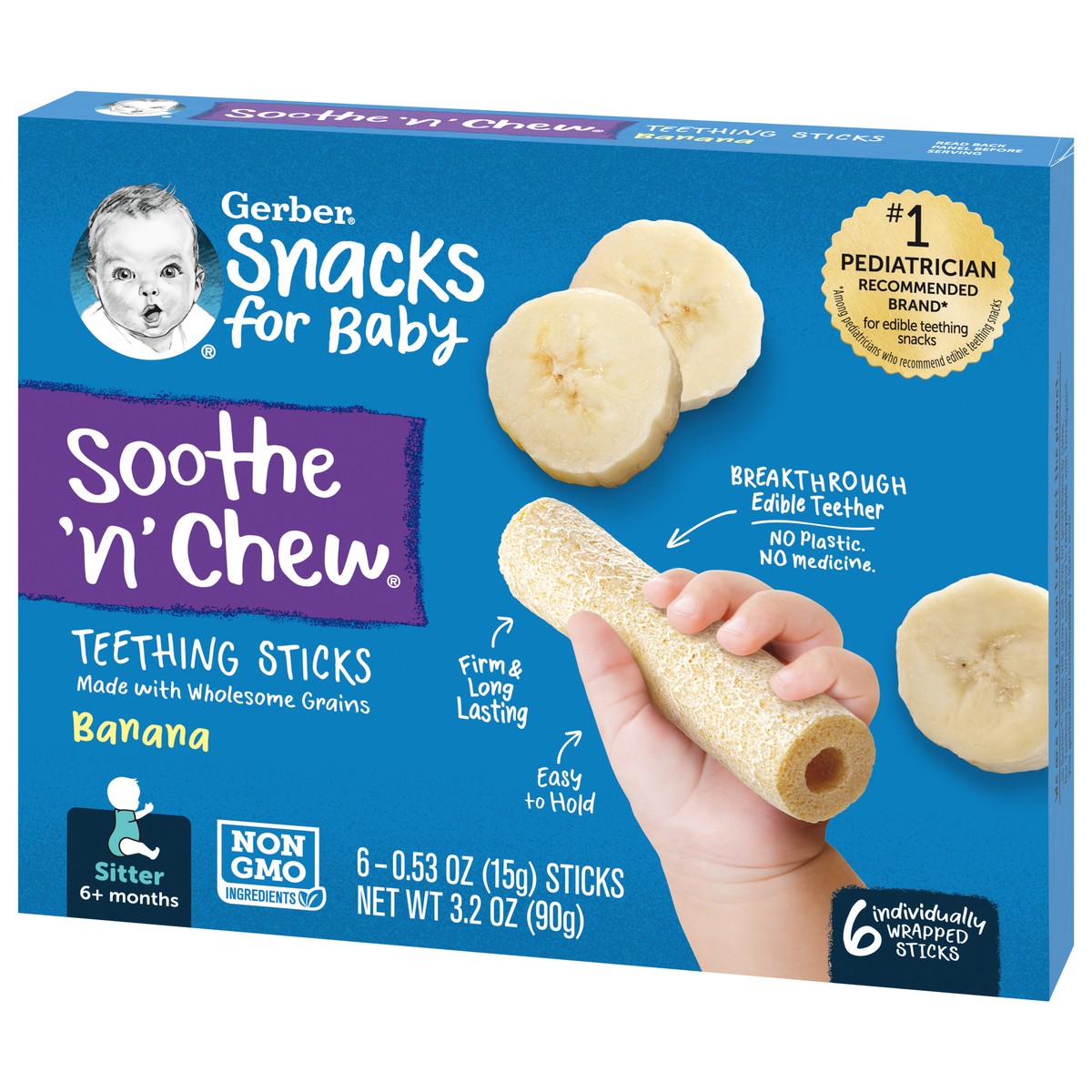 slide 3 of 14, Gerber Banana Teething Sticks, 3.18 oz