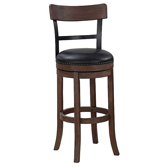 slide 1 of 3, American Woodcrafters Taranto Leather Bar Stool - Brown, 30 in