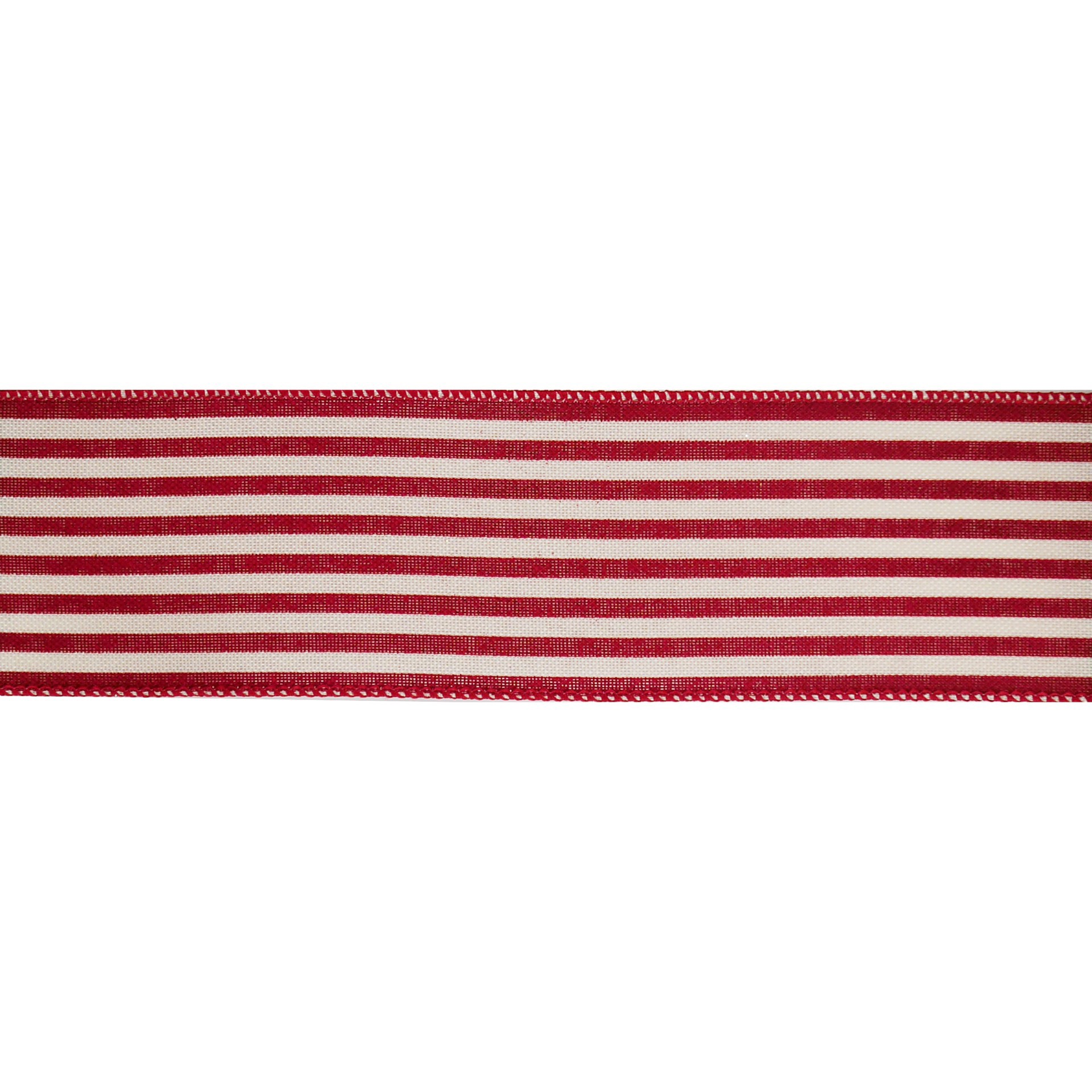 slide 2 of 3, 2.5" X 80ft. Red Ticking Wired Jumbo Ribbon By Celebrate It, 2.5 in x 80 ft