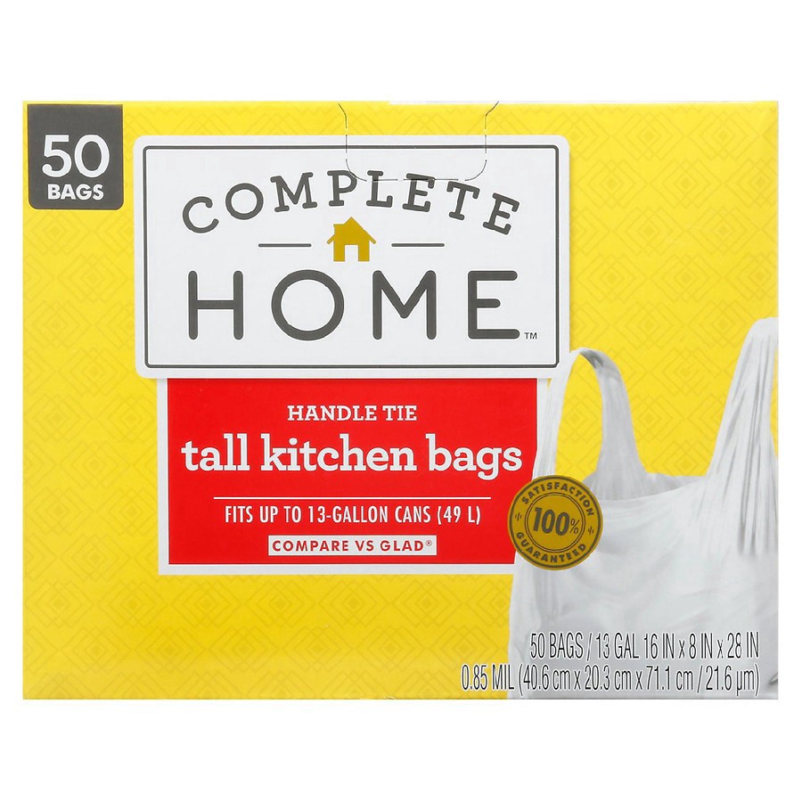 slide 2 of 2, Complete Home Handle Tie Kitchen Bags 13 Gallon, 50 ct
