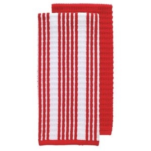 slide 1 of 1, T-fal Red Multi Stripe Dish Cloth, 2 ct