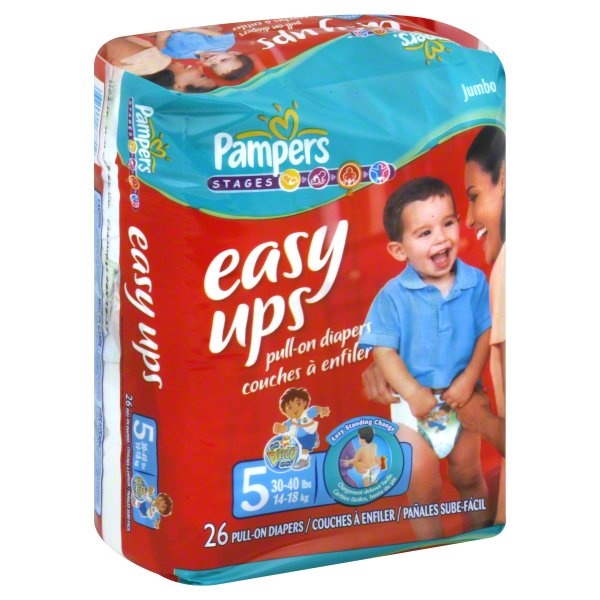 slide 1 of 1, Pampers Easy Ups Pullon Diapers Boys Size 5 3040lbs, 23 each