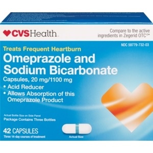 slide 1 of 1, CVS Health Omeprazole Sodium Bicarbonate Capsules, 42 ct